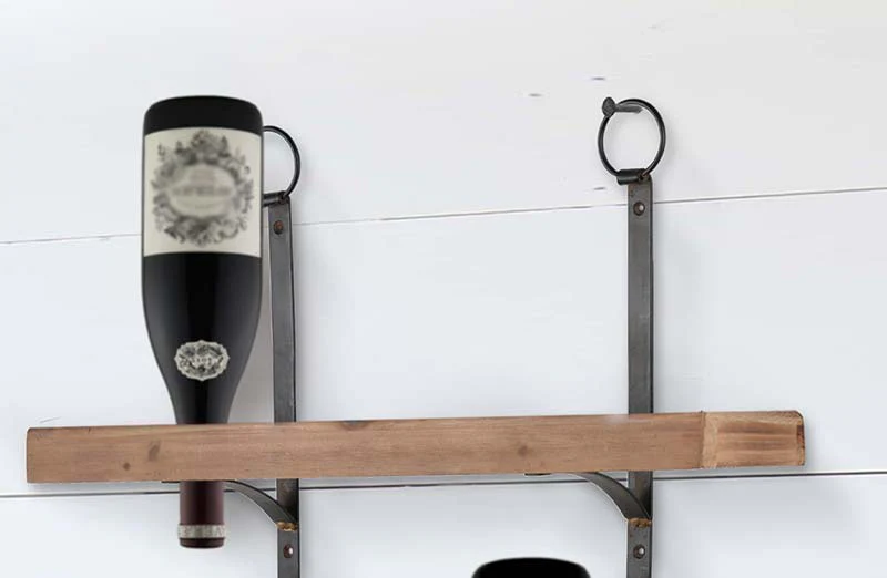 Wall Mounted Open Shelf and Bottle Rack