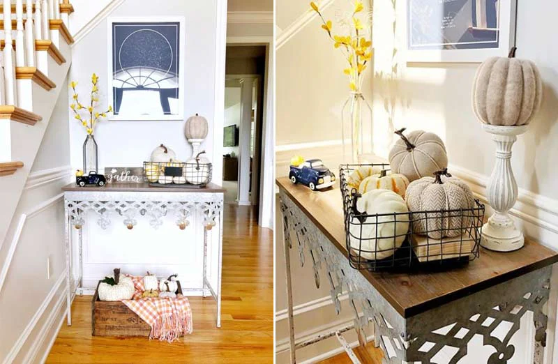 Metal Scalloped Edge Console Table