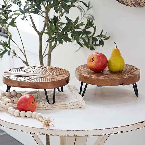 Teak Wood Risers, Set of 2