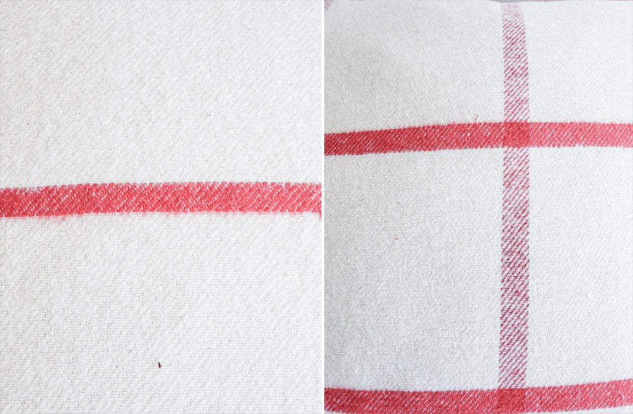 Brushed Cotton Cream and Red Pillows, Set of 2