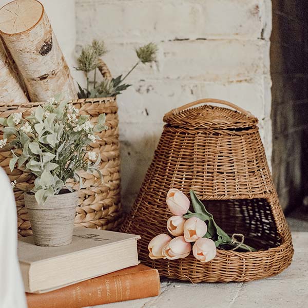 Handwoven Wicker Vegetable Basket with Lid