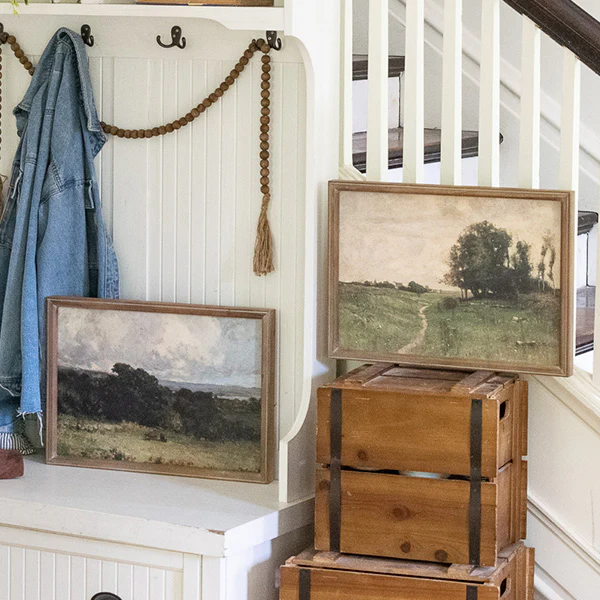 Vintage Inspired Landscape Framed Art, Set of 2