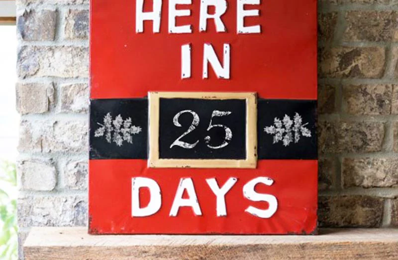 Santa Stops Here Christmas Count Down Sign