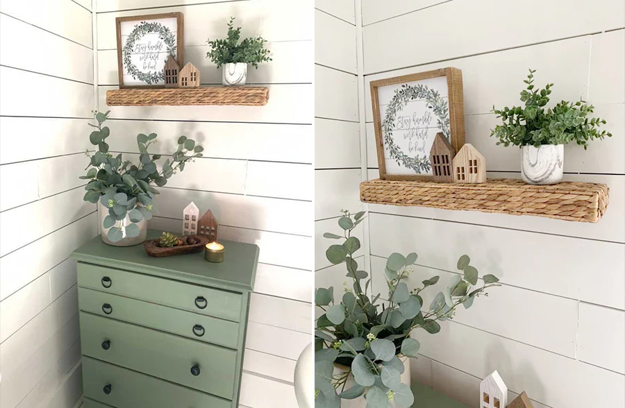 Handwoven Water Hyacinth Wall Shelf