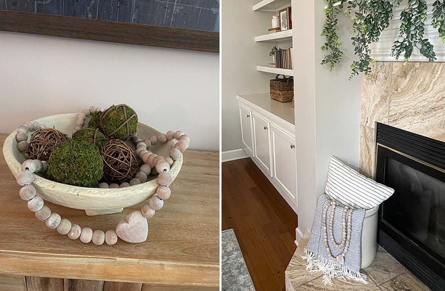 LONG Chunky Wooden Bead Heart Garland