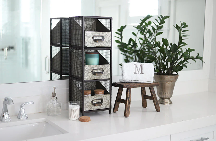 Galvanized Metal Triple Drawer Organizer