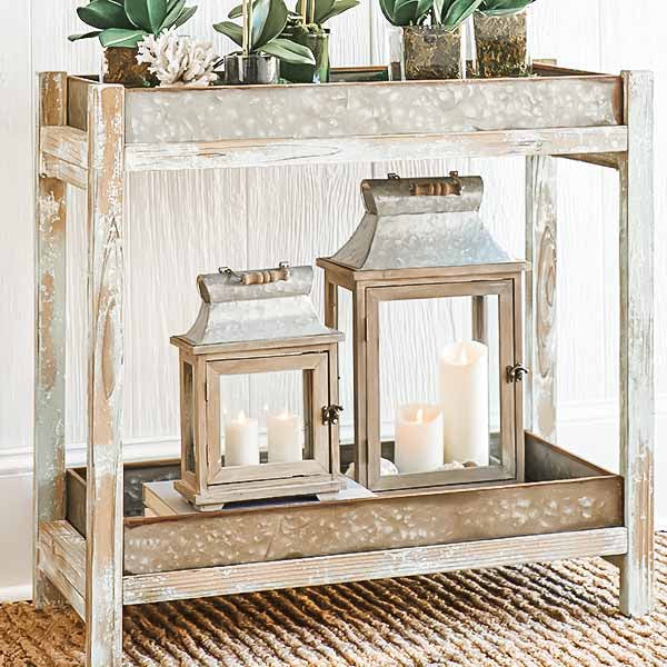 Galvanized Metal Potting Tray Table