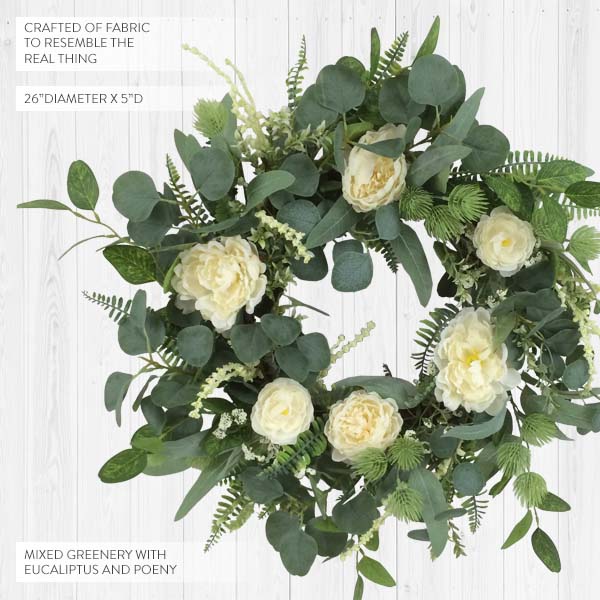 Premium Lush Eucalyptus and Peony Wreath