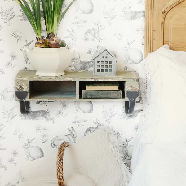 Distressed Wooden Cubby Shelf