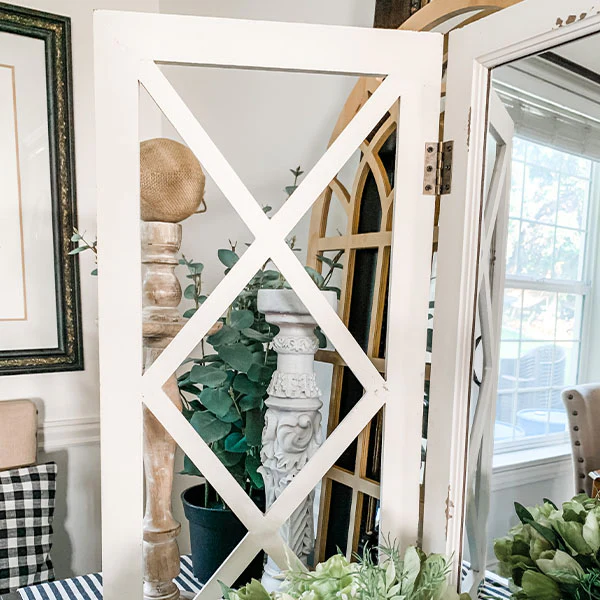Trellis Window Mirror With Doors