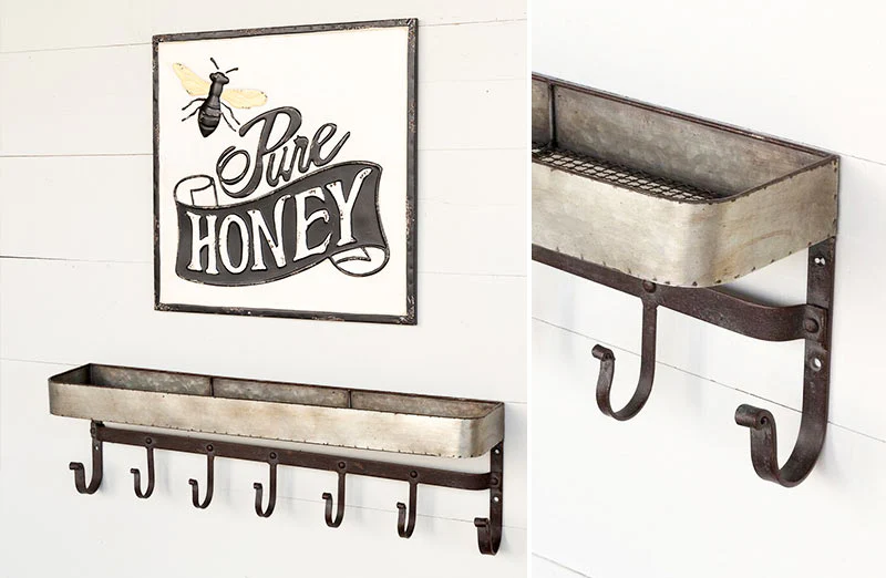 Industrial Wall Storage Rack with Hooks