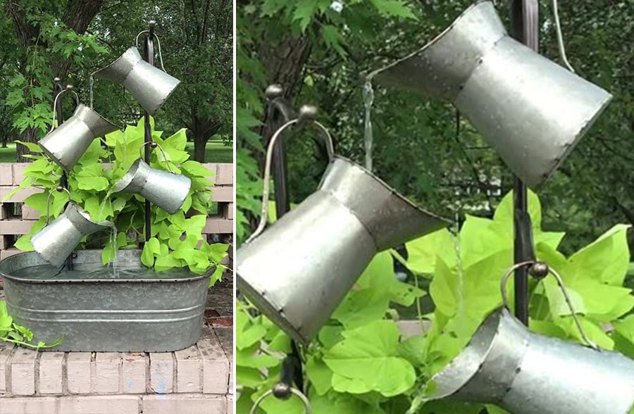 Galvanized Watering Can Fountain