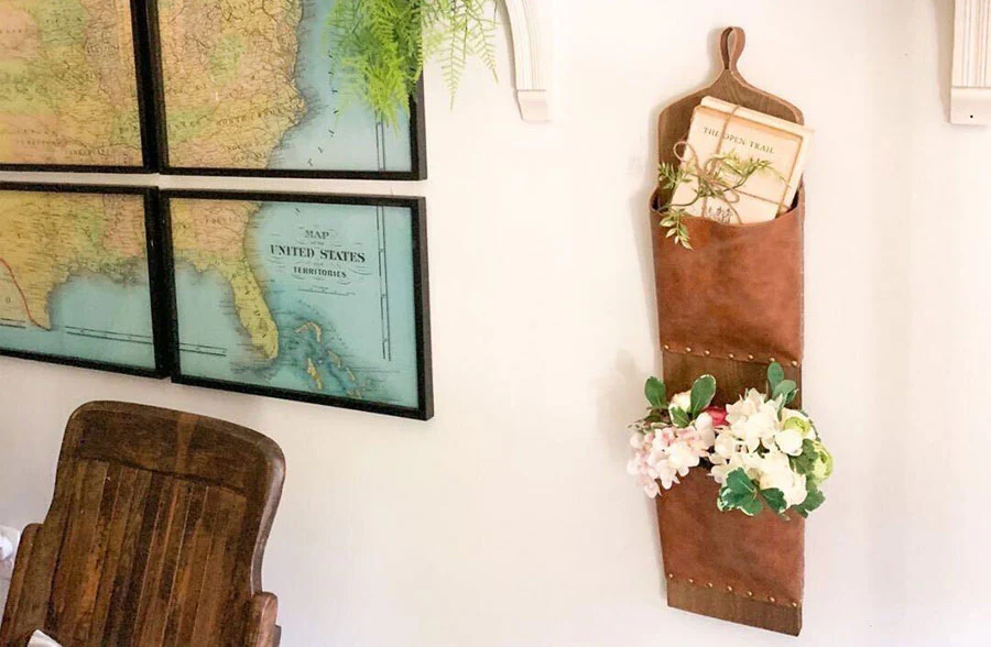 Faux Leather Pocket Wall Cubbies, Set of 3