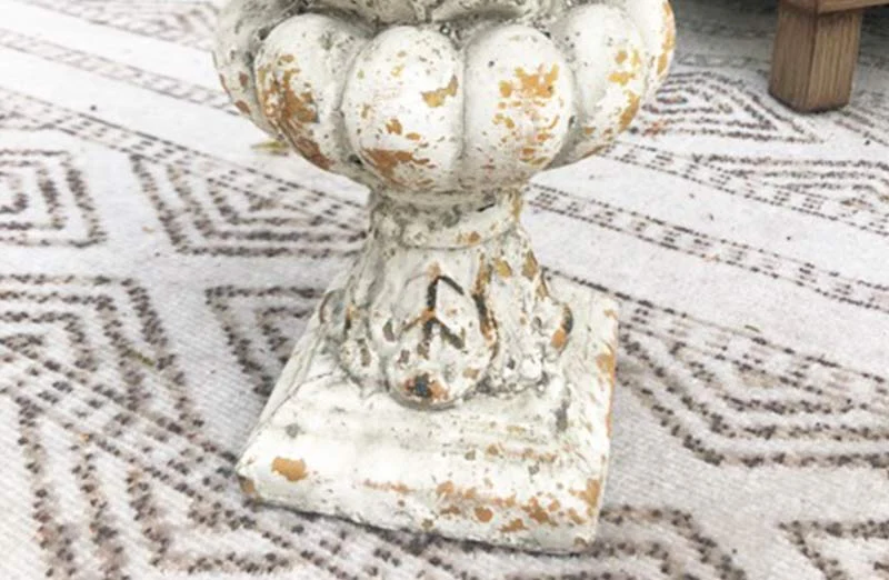 Distressed Carved Garden Urn
