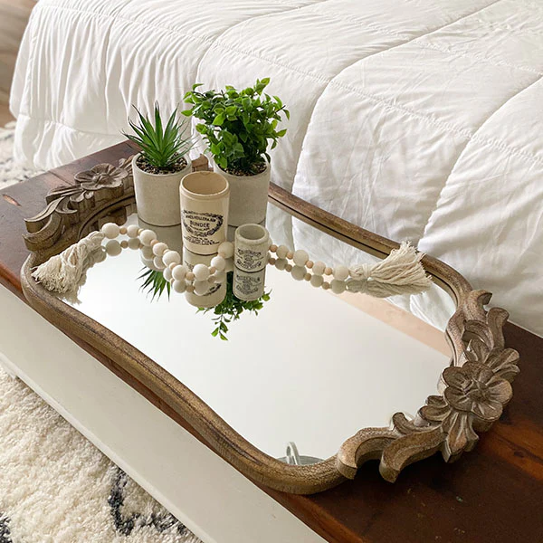 Ornate Gold Vanity Mirror and Tray, 2-in-1 Steal DES Exclusive