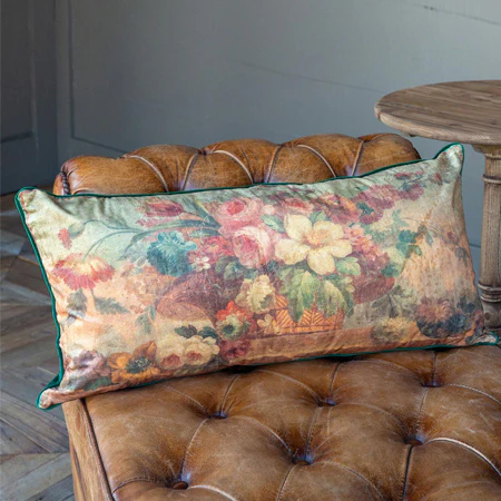 HUGE Velvet Floral Bolster Pillow