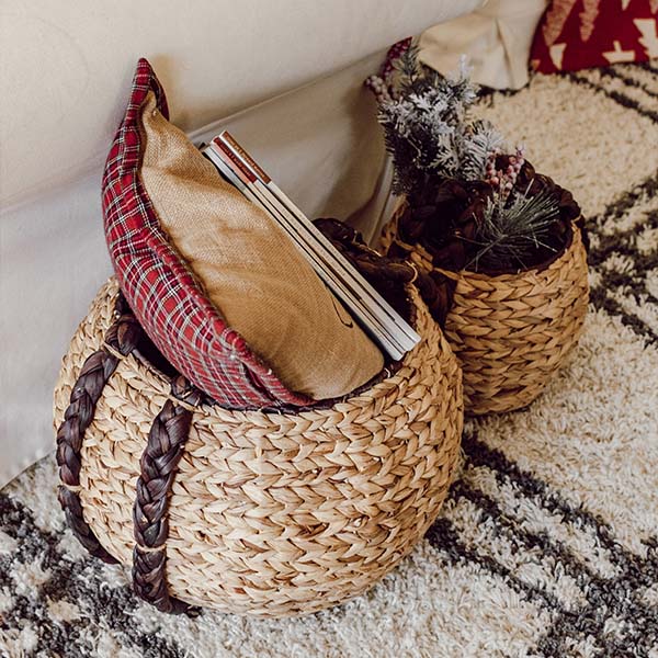 Round Handwoven Seagrass Round Handled Baskets