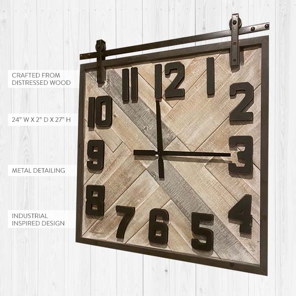 Oversized Reclaimed Wooden Planked Wall Clock