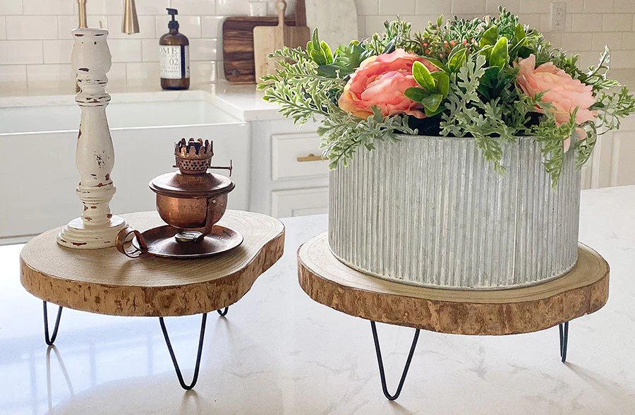 Paulownia Wood Pedestal Risers, Set of 2