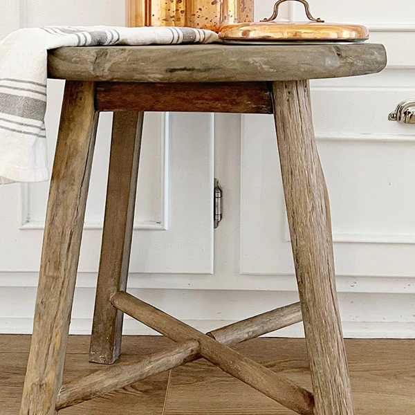 Natural Weathered Wood Farmhouse Milking Stool