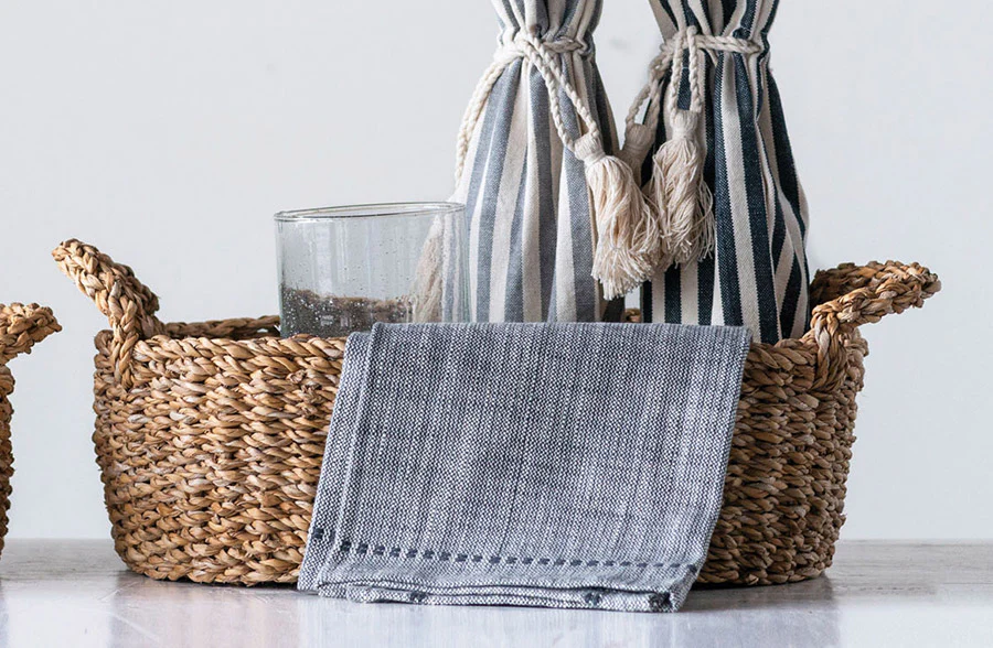 Woven Seagrass Baskets with Handles, Set of 3