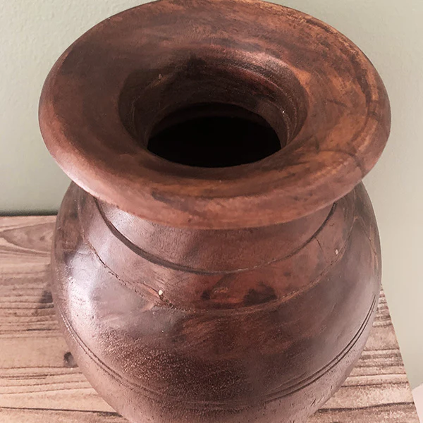 Found Wooden Oil Pot from India