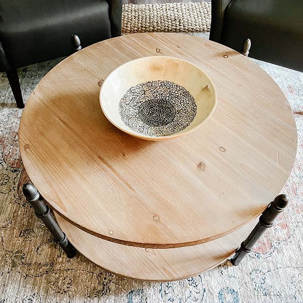 Round Wooden and Iron Coffee Table