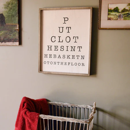 Eye Chart Laundry Sign