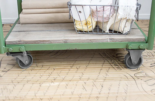 Distressed Wood and Metal Rolling Cart