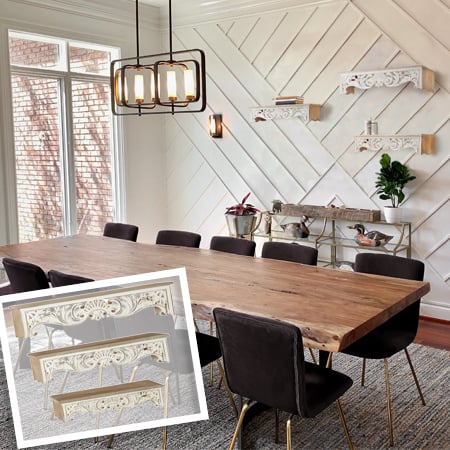 Ornate Victorian Carved Wall Shelves, Set of 3