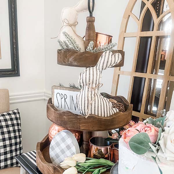 Wood Three Tier Round Serving Tray