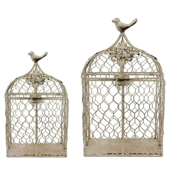 Set 2 Cream Rustic Birdcage