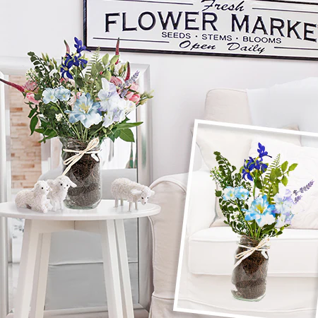 Mason Jar with Mixed Floral Arrangement
