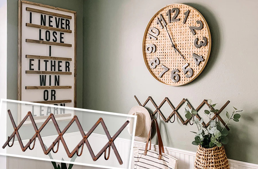 52 Inch Rusted Finish Accordion Wall Hooks