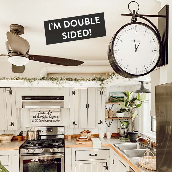 Double-Sided Hanging Wall Clock With Bracket