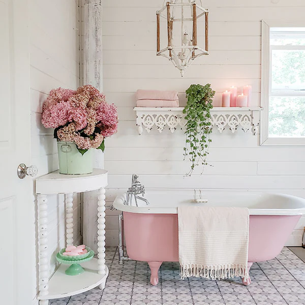 Whitewashed Half-Moon Accent Table