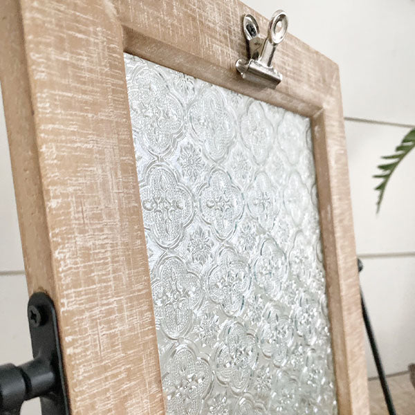 Wooden Framed Embossed Glass Display Easel