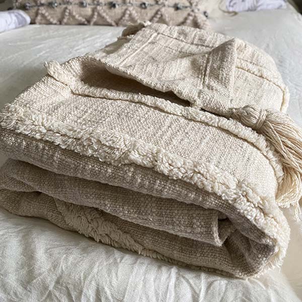 High and Low Tufted Cotton Throw