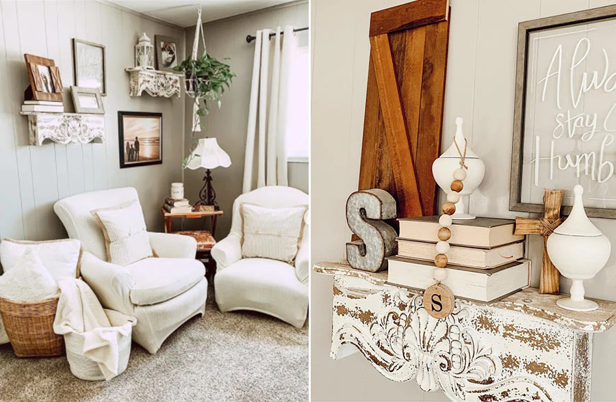 White Distressed Corbel Wall Shelf