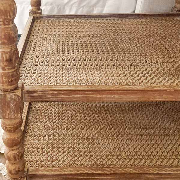 Square French Cane Side Table