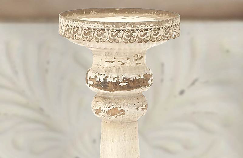 Distressed Wooden Candle Holders  Set of 2