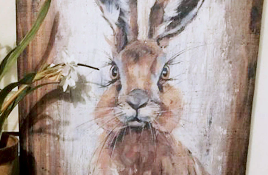 Wooden Framed Bunny Painting