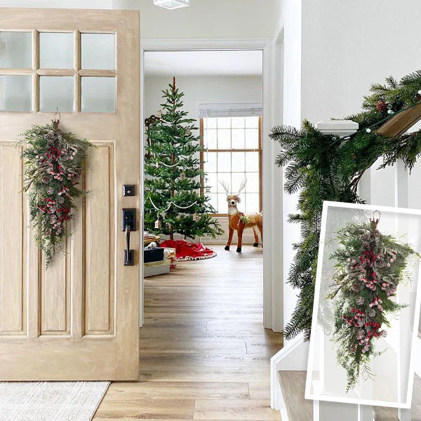Snowy Berry and Pine Door Swag