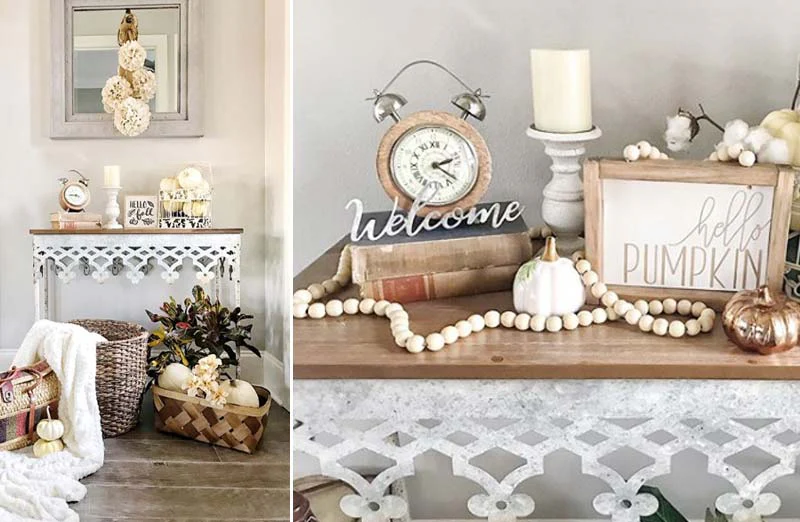 Metal Scalloped Edge Console Table