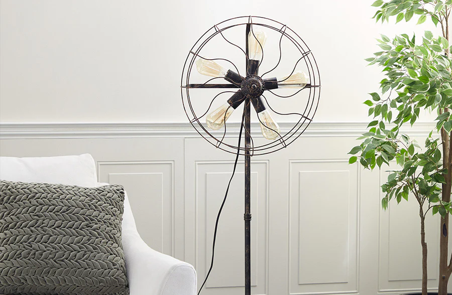 55 Inch Tall Vintage Inspired Fan Floor Lamp