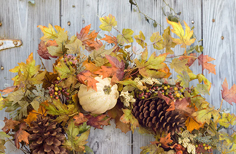 Fall Leaf and Gourd Wreath