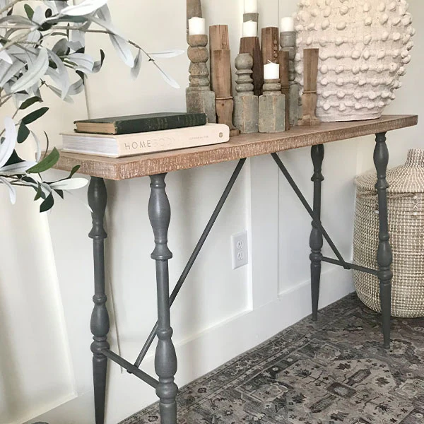 Wood and Iron Spindle Console Table