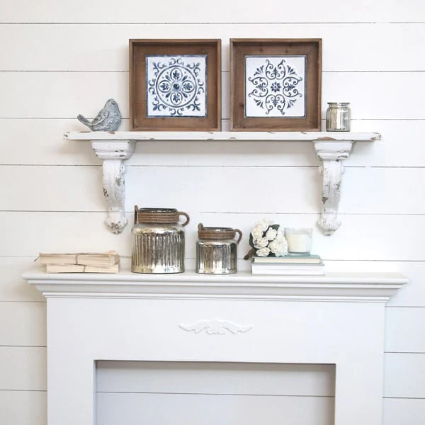 Large Distressed Wooden Antique Shelf