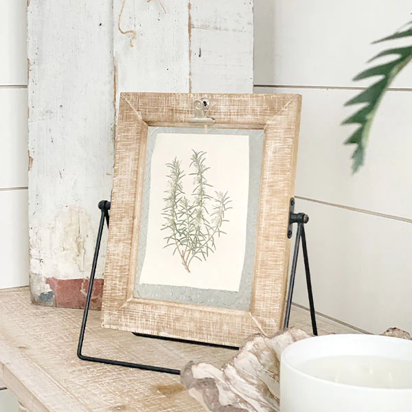 Wooden Framed Embossed Glass Display Easel