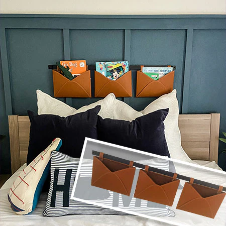 Three Pocket Leather Wall Organizer